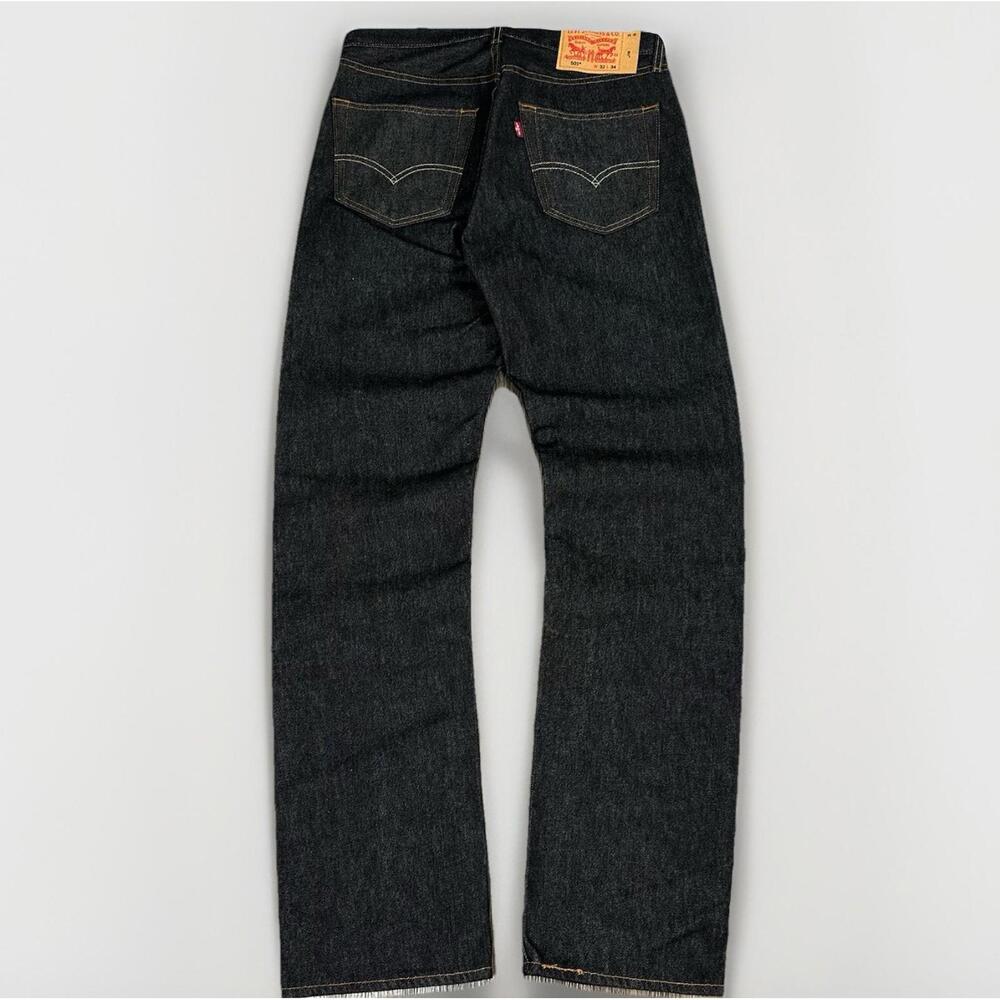 Levis 501 Original Fit Jeans Men’s 33x33 Raw Black Denim Button Fly Straight Leg